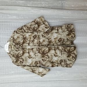 2/$25 or 3/$30 Royal Palm Vintage Floral 2XL Brown Hawaiian Shirt